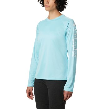 Columbia PFG Tidal II Long Sleeve, Sudaderas Azules Blancos Para Mujer | 436089-WMY